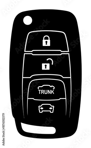 Car Key Fob - Minimalist Vector Silhouette