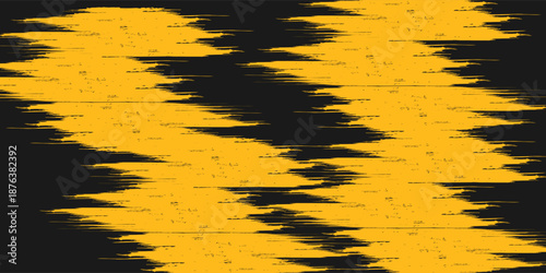 Black and yellow abstract background with brushstroke and halftone style.