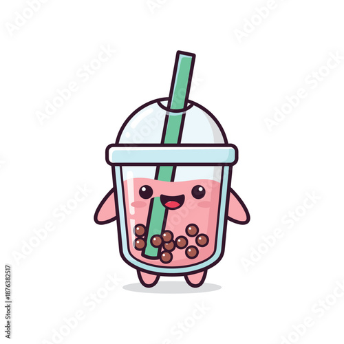 Adorable Bubble Tea Character Illustration