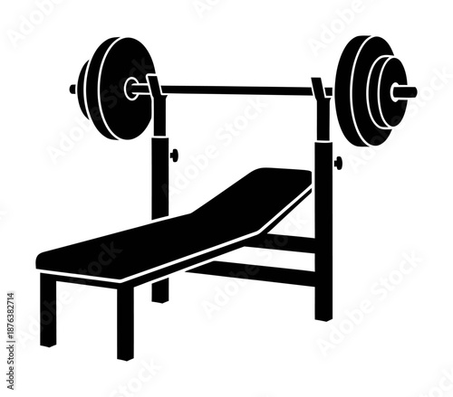 Bench Press Silhouette - Minimalist Vector