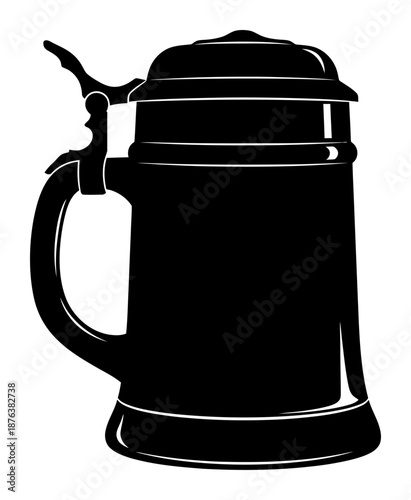 Black Silhouette Beer Mug - Minimalist Vector