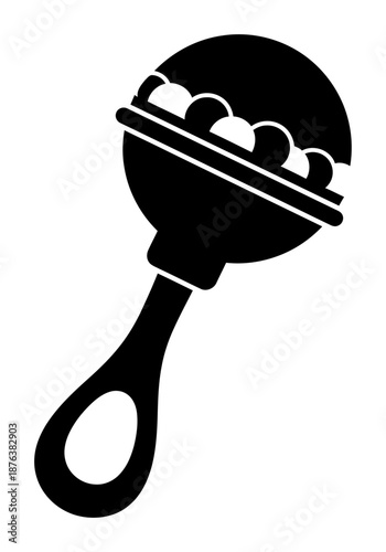 Baby Rattle Silhouette - Minimalist Vector Illustration