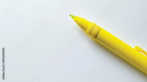 Isolated yellow highlighter pen on a clean white background, realistic lighting and sharp focus, school and office supply concept