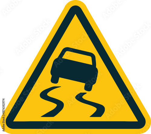 Slippery road warning sign
