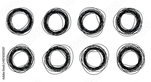 a collection of abstract oval shapes in a sketchy style forming a silhouette high quality professional