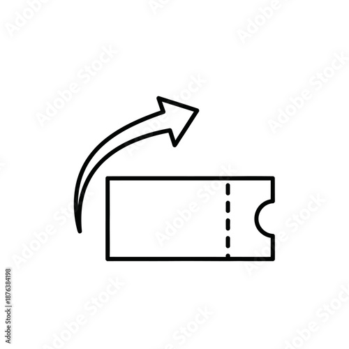 Dynamic Motion of a Ticket with Arrow Indicating Movement and Transformation