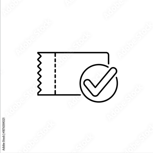 Empty Ticket with Checkmark Icon for Validated Entry or Purchase