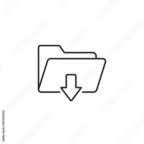Folder Download Icon Representation for Digital Files and Data Storage