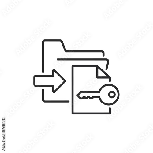 Folder with Arrow and Key Symbol Representing Data Security or Access Control