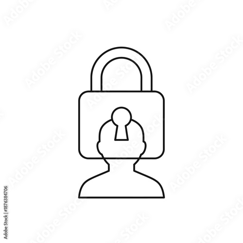 Human Profile Silhouette with Lock Icon Security Concept for Privacy