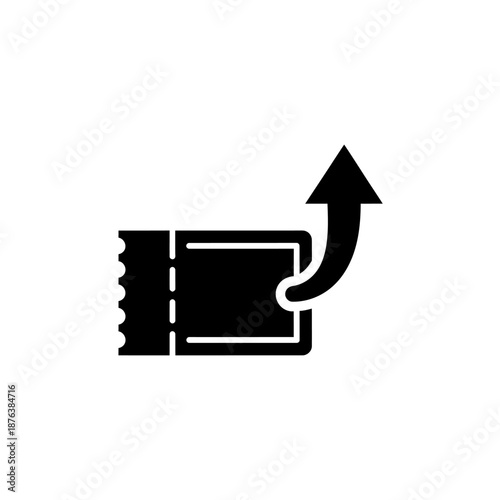 Icon of a ticket with an upward arrow symbolizing event access or travel pass
