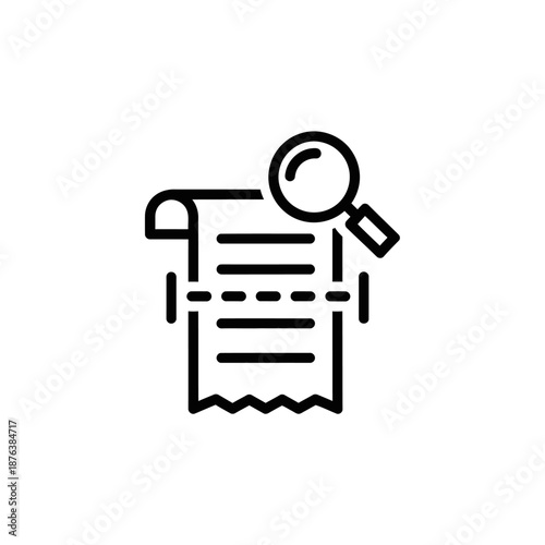 Magnifying Glass Examining Document Icon for Search and Analysis Concept