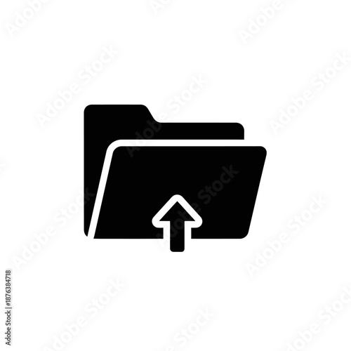 Icon of a File Folder with an Upload Arrow for Digital Storage