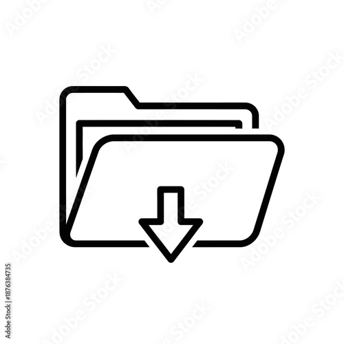 Icon of Folder with Downward Arrow for File Download and Storage