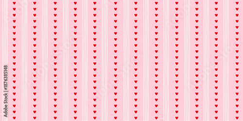 Small hearts hand drawn vintage pattern. Cute small hearts and wavy stripes girly print