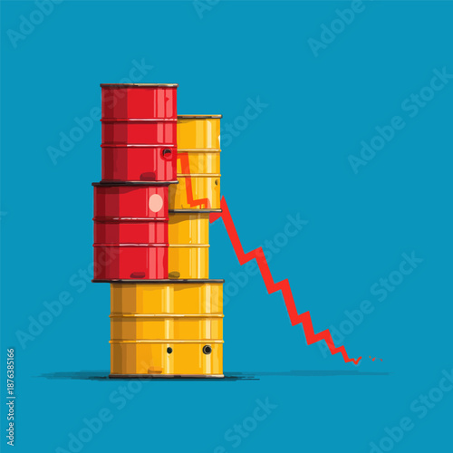 Illustration of Crude Oil Barrel and Financial Growth
