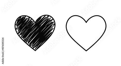 hand drawn hearts with different styles including a silhouette high quality professional detailed modern elegant stylish