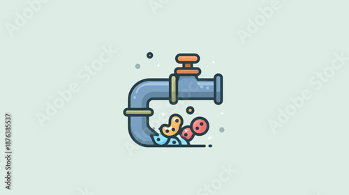 Isolated Sewage Bacteria Icon in Dirty Water