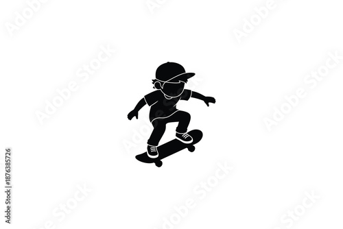 boy on skateboard performing trick isolated on transparent background