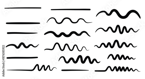 Collection of various wavy lines and smooth strokes in a silhouette high quality professional detailed modern