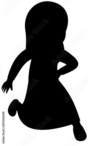 Muslim Girl Sihouette Dribbling Inside of the Foot Step 3. Soccer Illustration without Ball. Editable Color Vector