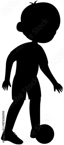 Sporty boy silhouette dribbling inside foot soccer technique step 1 illustration Editable Color Vector