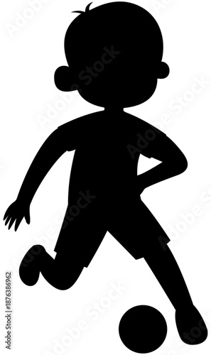 Sporty boy silhouette dribbling inside foot soccer technique step 3 illustration Editable Color Vector