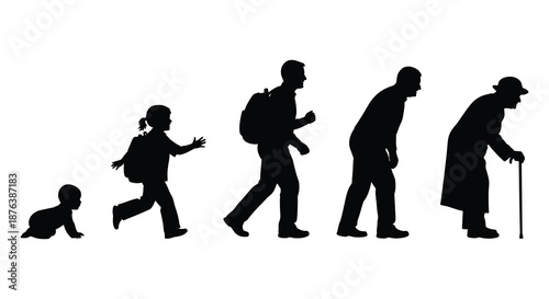 human life stages from infancy to old age silhouette high quality professional detailed modern elegant stylish