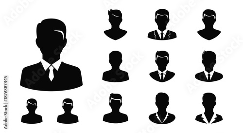 collection of various business people icons in black silhouette high quality professional detailed modern elegant stylish