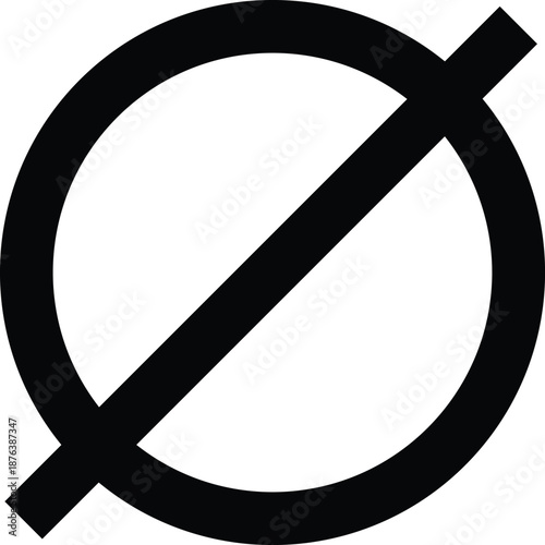 Black forbidden circle sign and no entry stop icon illustration with a cross symbol for prohibited ban and warning restriction design