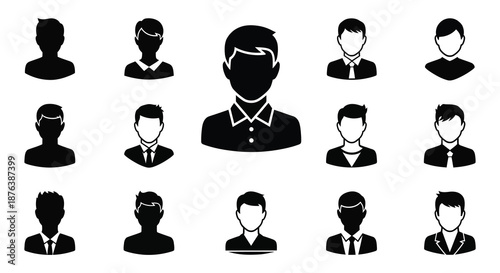 collection of various business professional people icons in silhouette high quality detailed modern elegant stylish clean