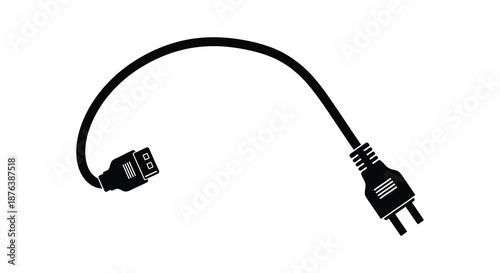 a black usb cable with a distinctive curved shape and silhouette high quality professional detailed modern