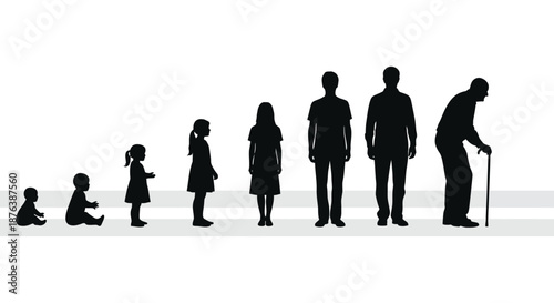 a group of people in various ages and sizes shown in a silhouette high quality professional