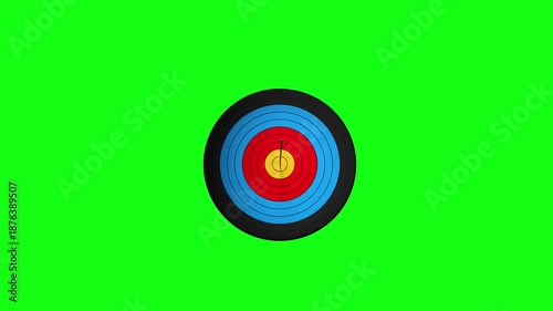 Archery target with three arrows hitting the middle - 3D rendering