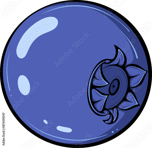 Blueberry berry close up view. Summer berries for healthy lifestyle. Organic food. Simple vector color illustration with outline in hand drawn style isolated on white