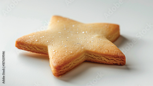 Star-shaped sugar cookie with a perfectly golden-brown baked surface, sweet and delicious dessert treat, high-resolution 