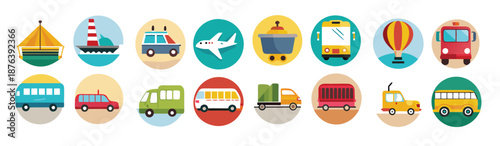  transportation icon set collection illustration