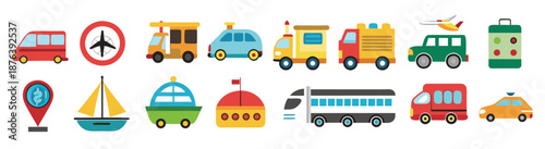  transportation icon set collection illustration