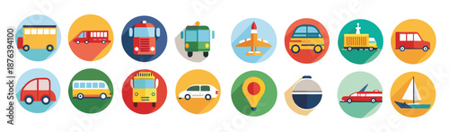  transportation icon set collection illustration