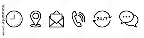 Communication icon set for contact us web graphic symbols