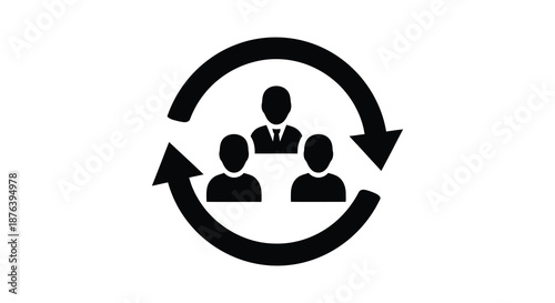 a group of people in a circular arrow cycle silhouette high quality professional detailed modern elegant