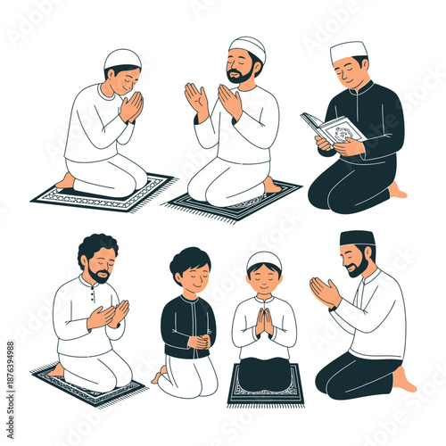 Prayer and Piety: A collection of devout figures engage in prayer and contemplation, a visual journey of spiritual devotion.