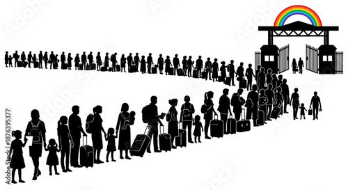 Crowd of People Waiting in Line.