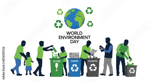 People Recycling Together on Environment Day.