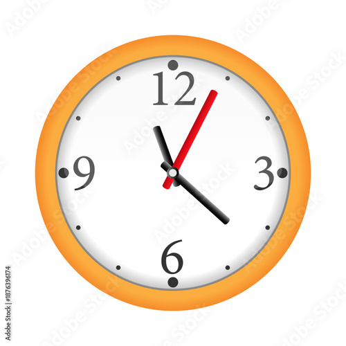 Wall clock isolated on a white background showing time