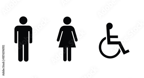 restroom signs featuring a man woman and a person with disability silhouette high quality professional detailed