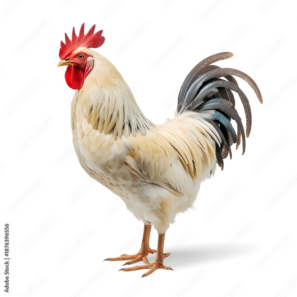 Fototapeta premium White Rooster Isolated on White Background for Design Use
