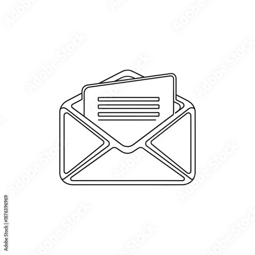 Modern Business Email Icon in Line Art for Communication and Digital Correspondence