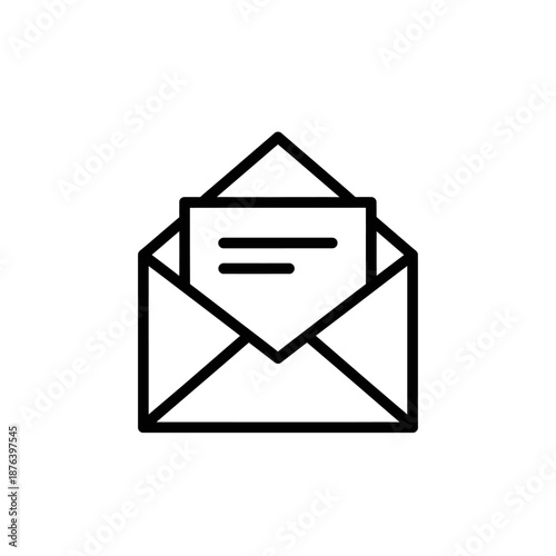 Open Envelope with Letter Icon - Simple Communication or Mail Concept