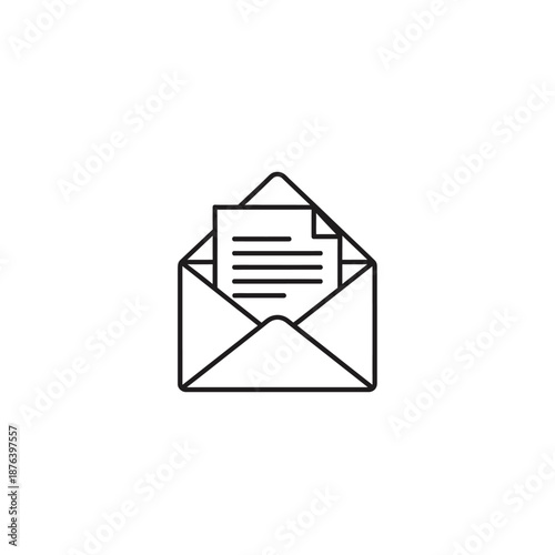 Open Envelope with Letter Inside for Email Communication and Mail Sending